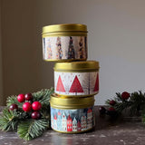 snow man xmas scented tin candle