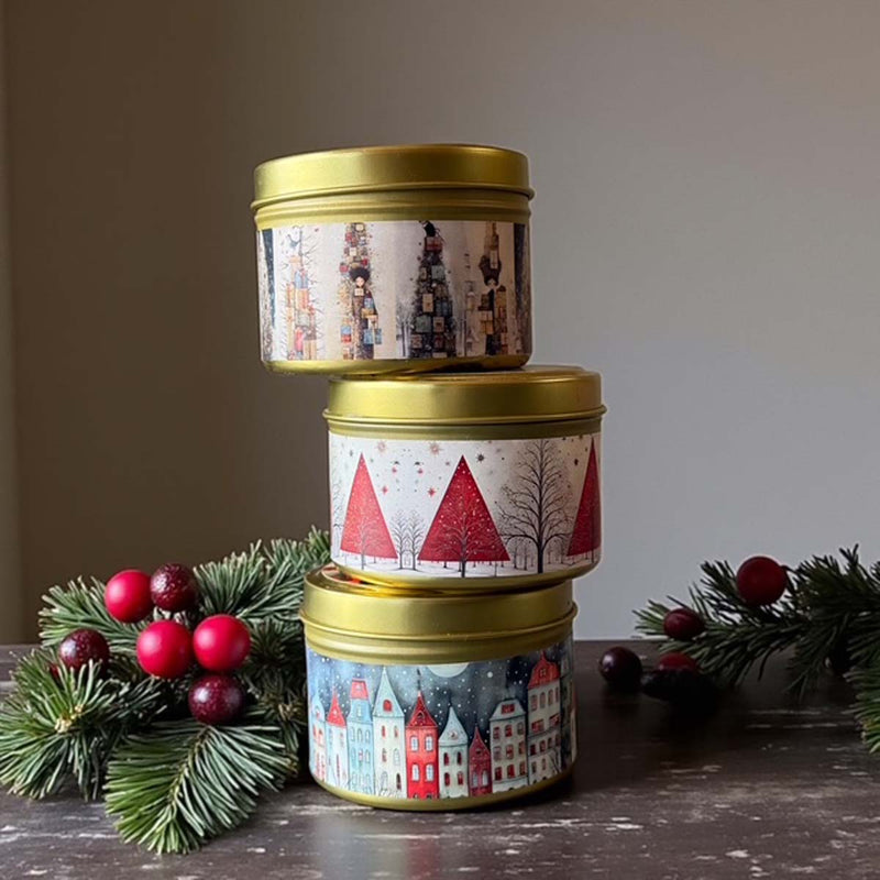 snow man xmas scented tin candle