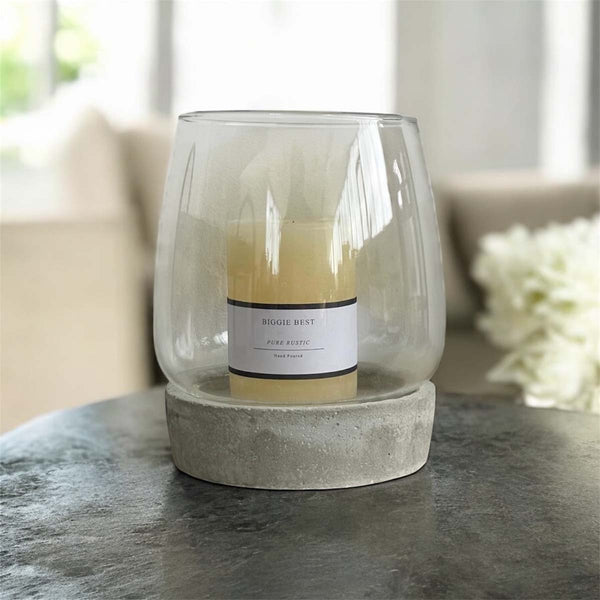 Cement Base Candle Holder/Hurricane