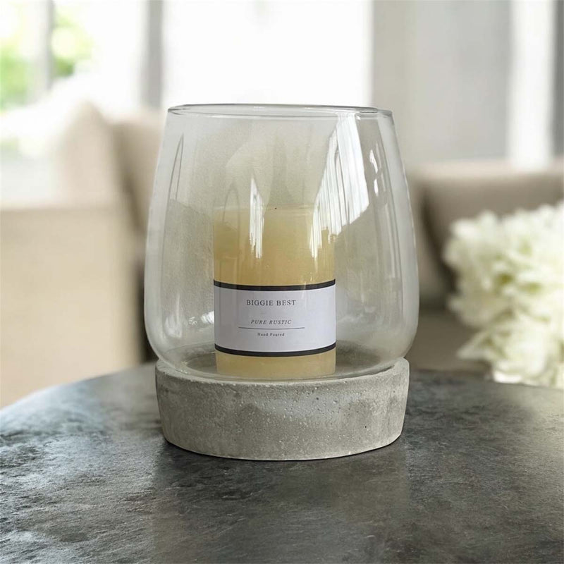 Cement Base Candle Holder/Hurricane