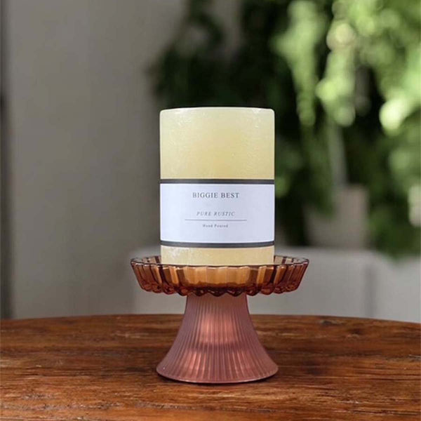 Candle Holder - rose/amber