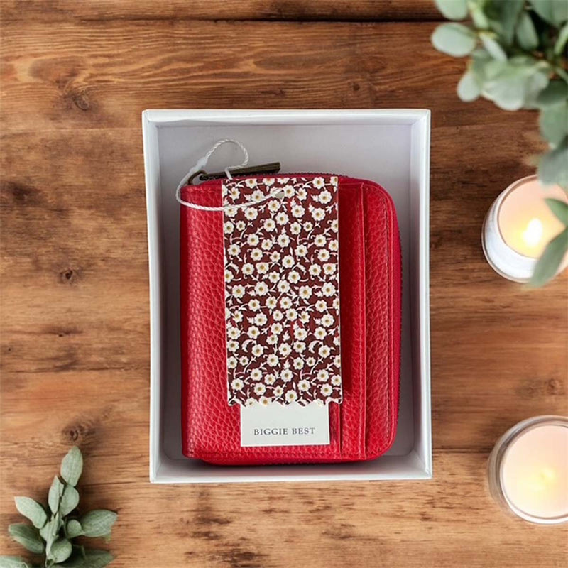 Small faux leather purse - cherry