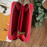 Small faux leather purse - cherry