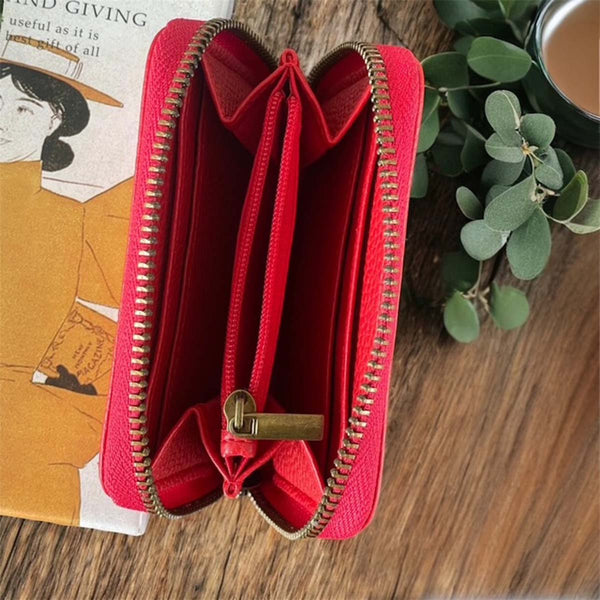 Small faux leather purse - cherry