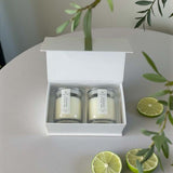 Lime boxed candle duo