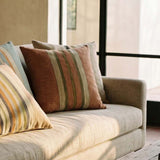 Loire Stripe Linen Cushion - Rust