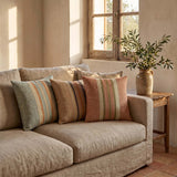 Loire Stripe Linen Cushion - Nude