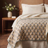 taiko kantha bedspread blue