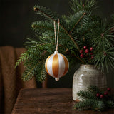 Lrg wht/yel stripy bauble