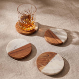 wood/marble coaster set