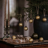 box of 9 small gold baubles