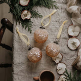 ochre frosted bauble tear drop