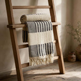 100% wool grey stripe throw