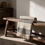 100% wool grey stripe throw