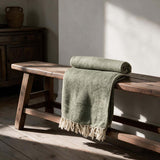 100% wool reversible olv/rust throw
