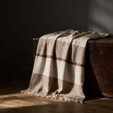 100% wool nat rust stripe throw