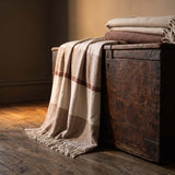 100% wool nat rust stripe throw