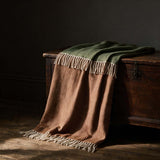 100% wool reversible olv/rust throw