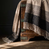 100% wool steel stripe throw