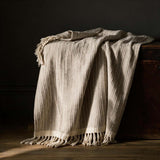 100% wool natural chunky throw
