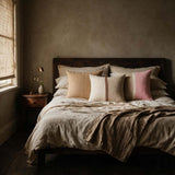100% wool pink/brn cushion