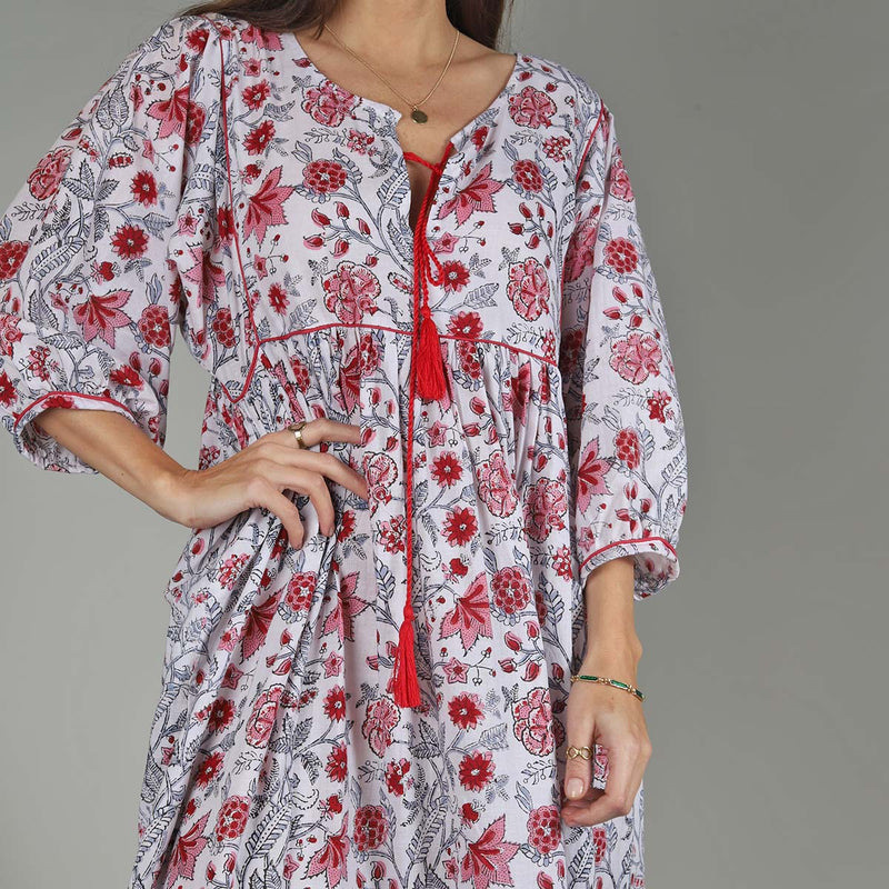 RED FLORAL LUNA TUNIC