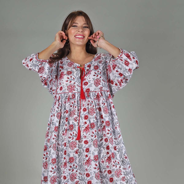 RED FLORAL LUNA TUNIC