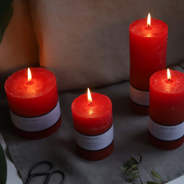deep red 7x10cm rustic pillar candle (W)