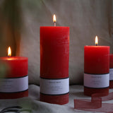 deep red  7x18cm rustic pillar candle