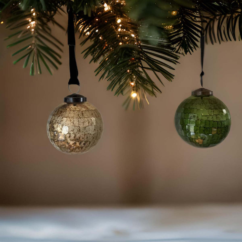 shiny gold hammered bauble - set of 2