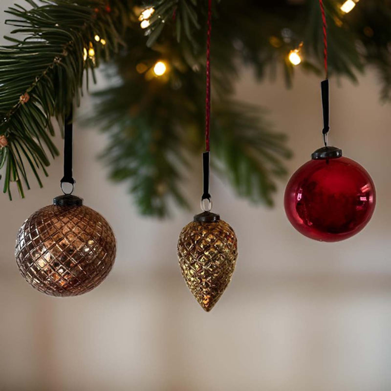 10cm cut copper bauble - set of 2