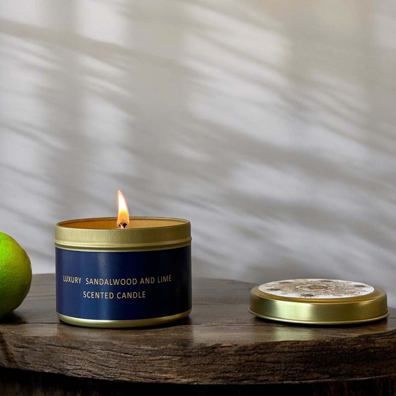 navy blue scented candle tin