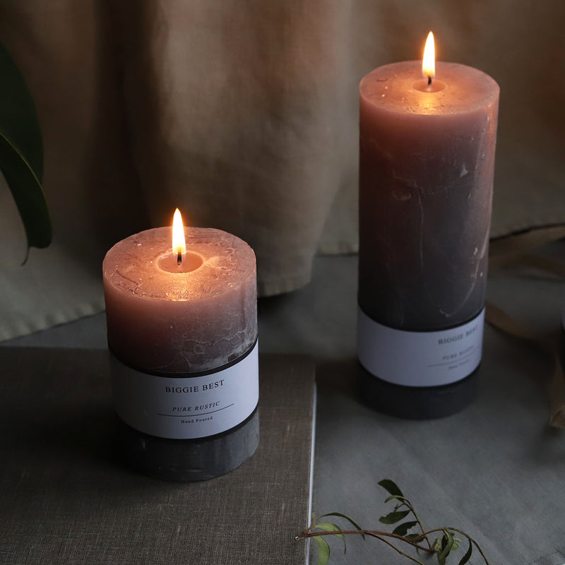 light grey  7x10cm rustic pillar candle