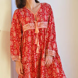 red /citrus tukdi dress