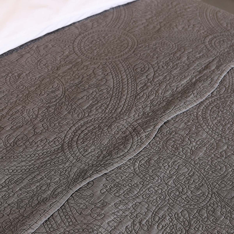 Charcoal Quilted Bedspread Large