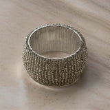 BEADED NAPKIN RING - SILVER - SET OF 4