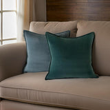 MEDIUM BLUE STONEWASHED VELVET CUSHION