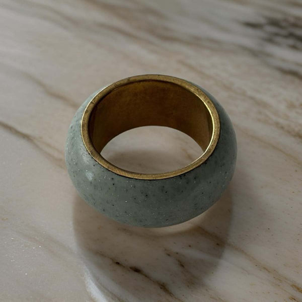 BRASS NAPKIN RING- SEA BLUE - SET OF 2