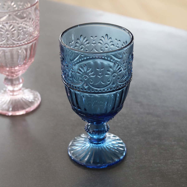 Large Blue Pressed Wine Glass(W)