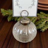 CLEAR GLASS BAUBLE PLACE CARD HOLDER
