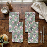 GREEN/PNK SET 4 NAPKINS