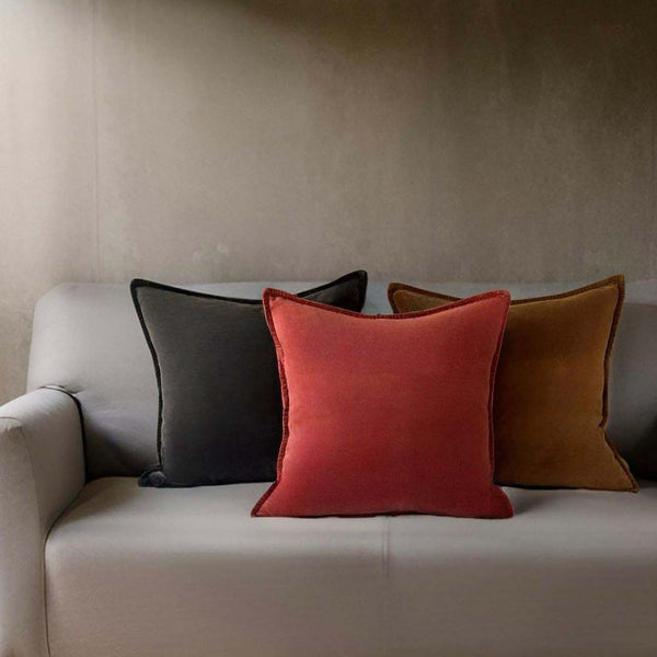 CHARCOAL STONEWASHED VELVET CUSHION