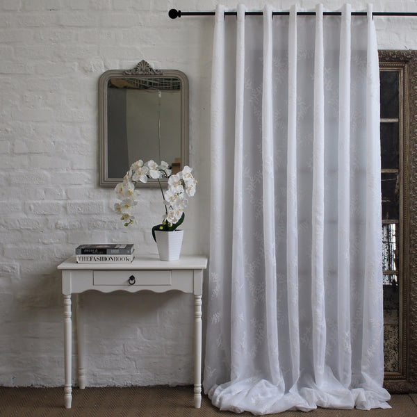 WIDE WIDTH LUCIE CURTAIN - WHITE