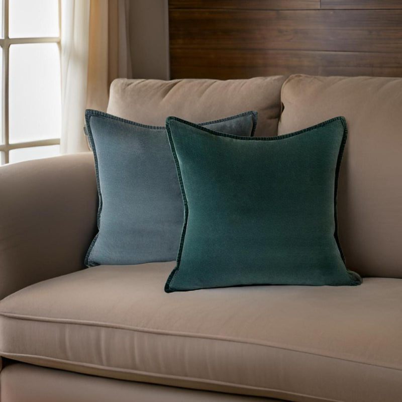 PACIFIC GREEN STONEWASHED VELVET CUSHION