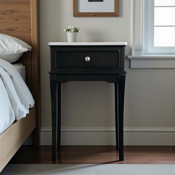 Venice bedside with marble top - smoke (W)