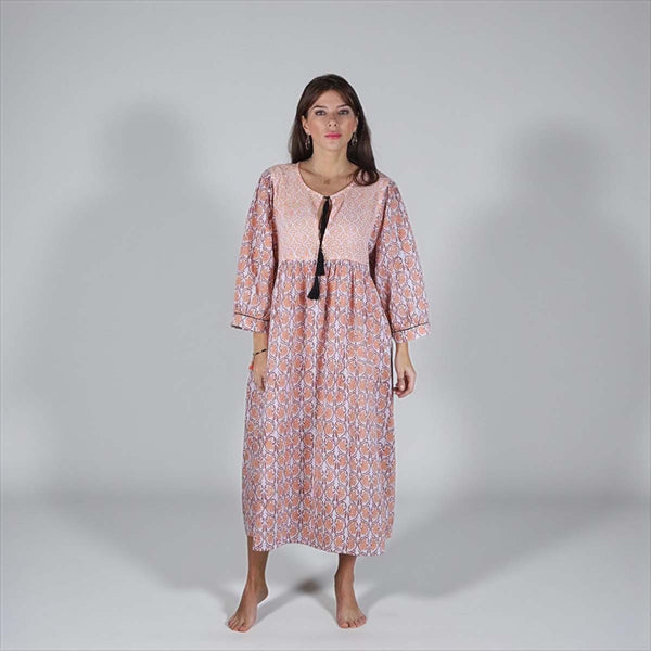 TAN/BLACK BLOCK PRINT TUNIC