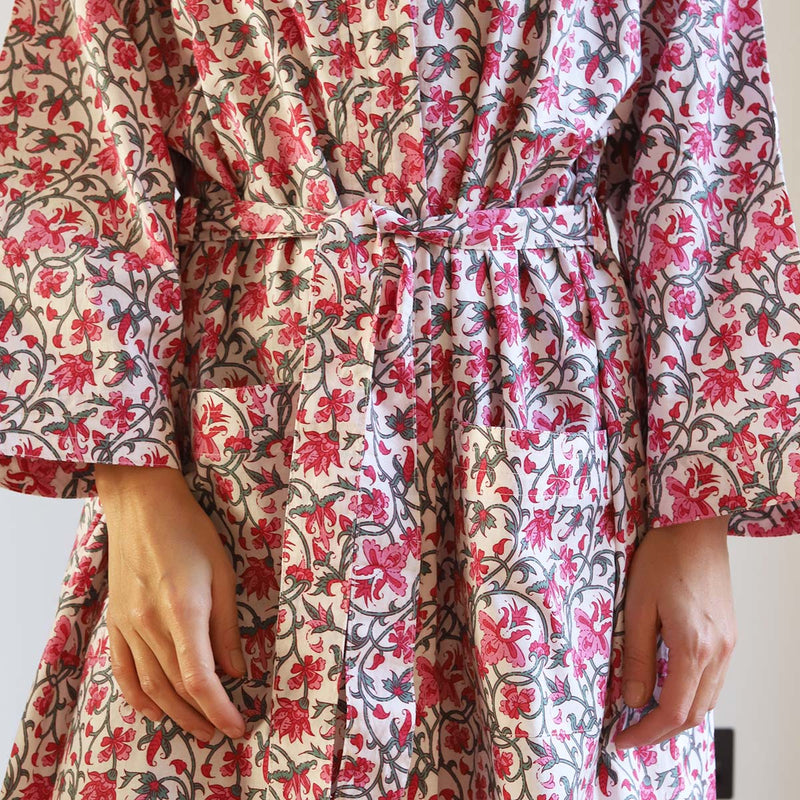 white /pink floral gown