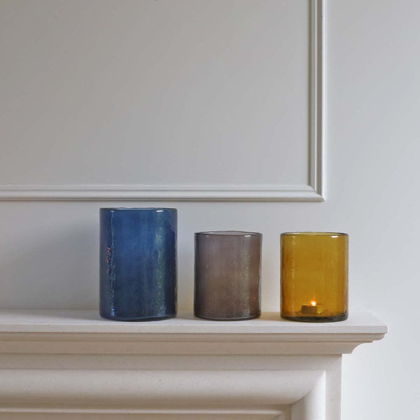 MEDIUM GOLD RECYCLED GLASS HURRICANE (W)