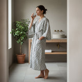 GREY DITSY MORNING GOWN