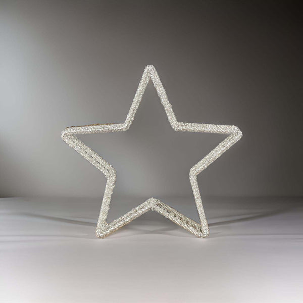 GLASS BEADED TABLETOP STAR - SILVER (W)